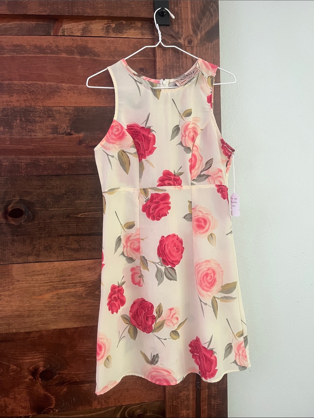 Vintage Tickets Clothing Mini Dress with Pink Rose Print